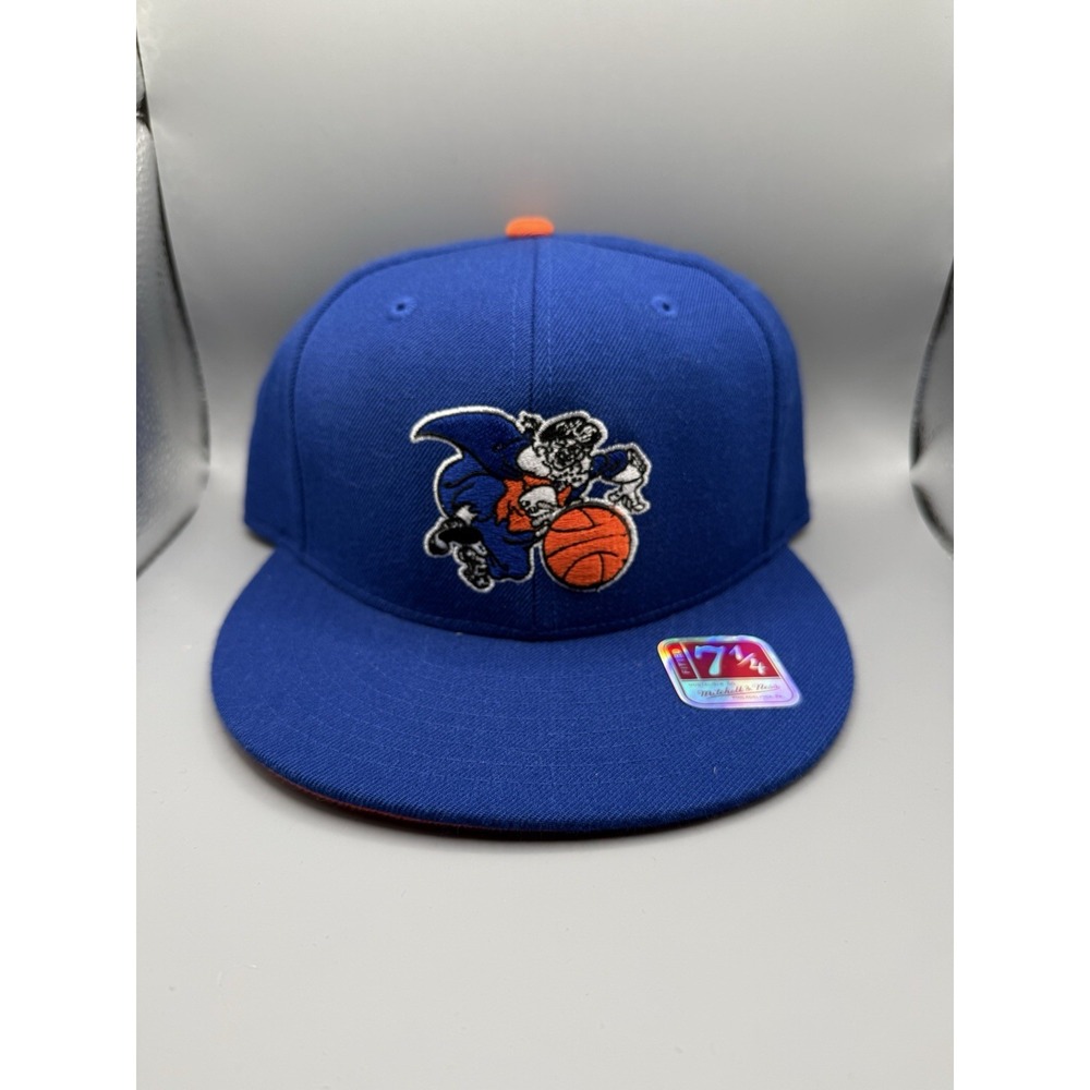 New York Knicks Mitchell & Ness Hardwood Classics Fitted Hat 7 1/4 Blue Orange